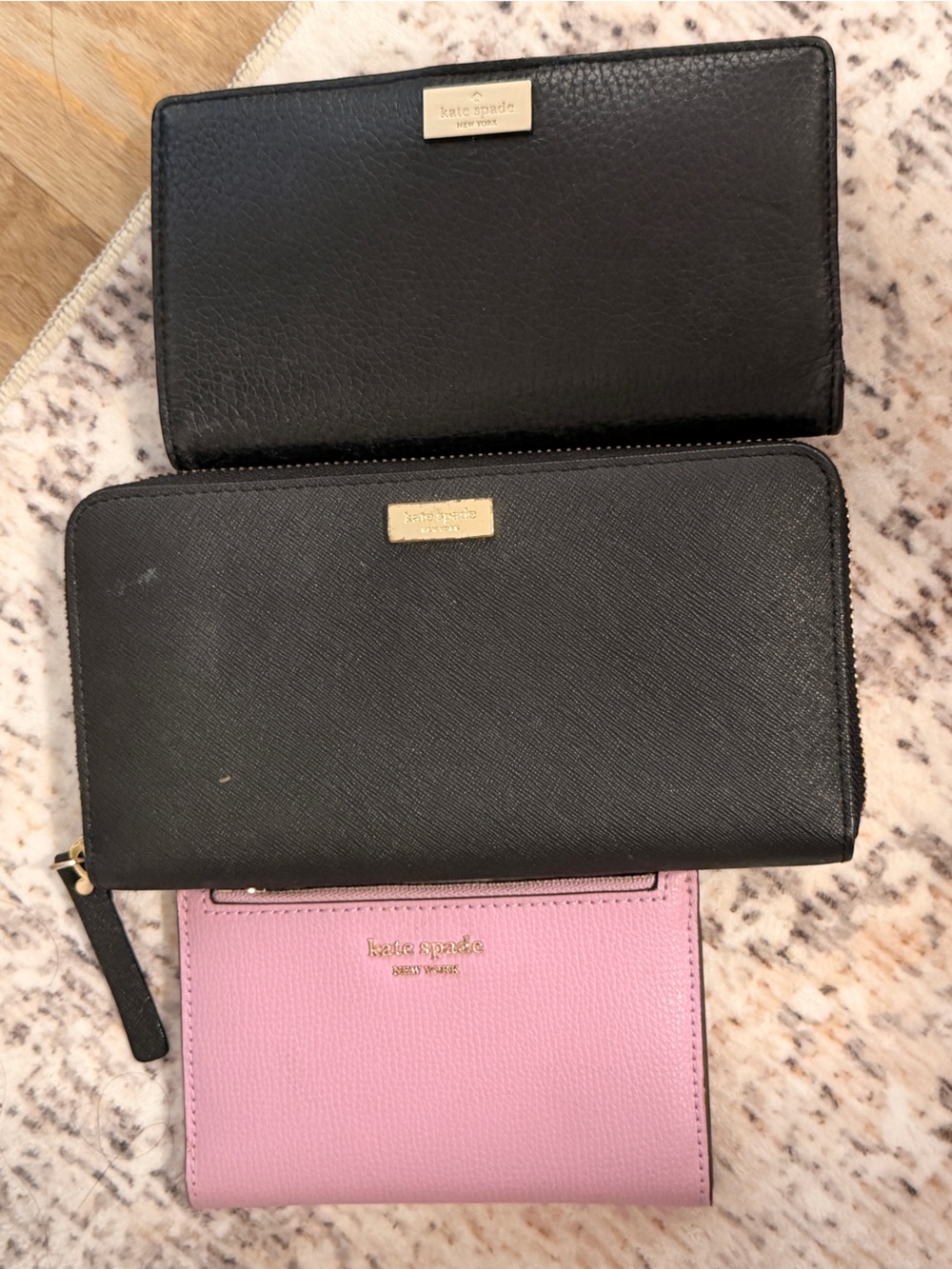 3 Kate Spade Wallets Trio with Gold Hardware